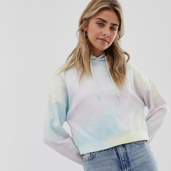 ASOS Tops - Cropped Rainbow Tie Dye Hoodie